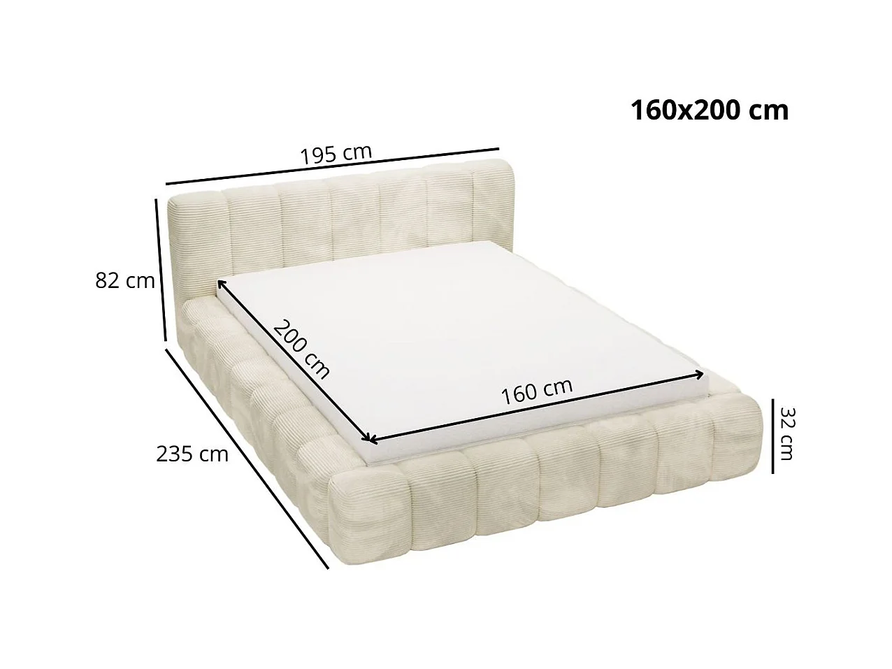 Polsterbett mit Bettkasten - 160 x 200 - Samtstoff - Schwarz - Bett mit Lattenrost - IBIZA