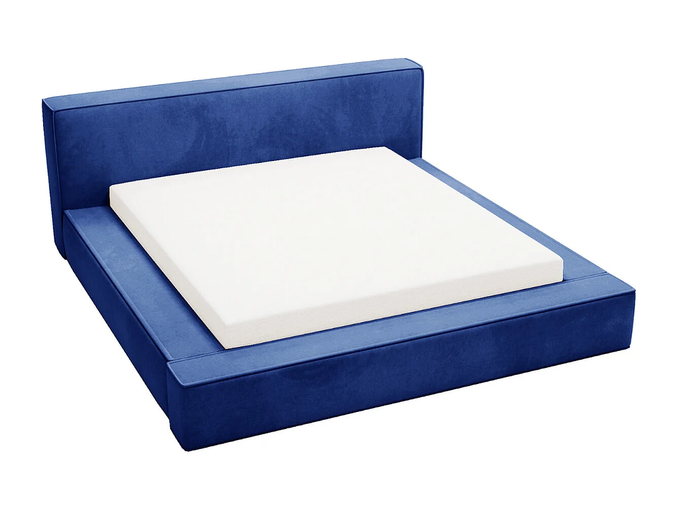 Polsterbett mit Bettkasten - 160 x 200 - Samtstoff - Blau - Bett mit Lattenrost - ARMANI PREMIUM