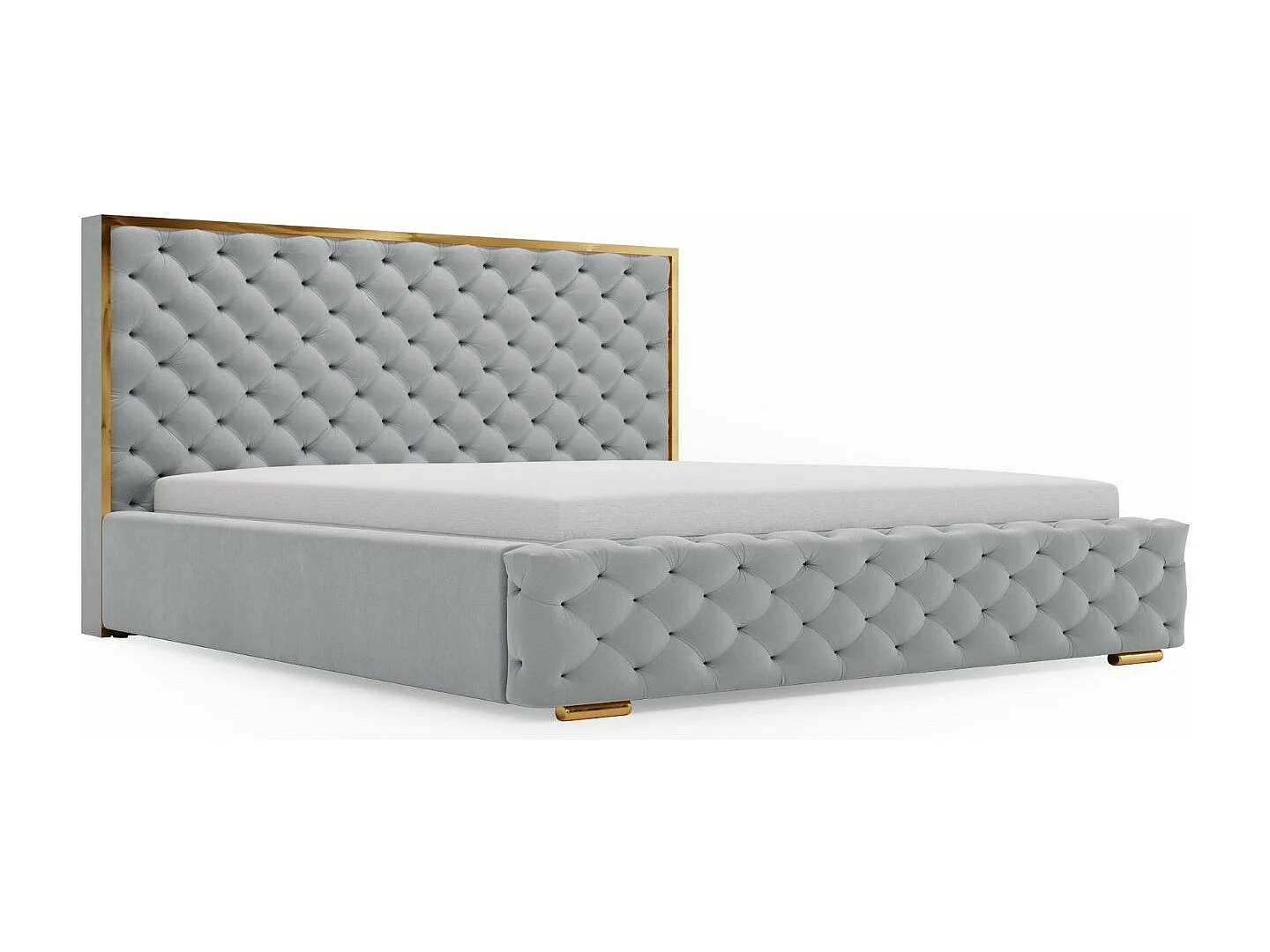 Gestoffeerd bed Wave 160x200 grijs - opbergruimte voor beddengoed, houten lattenbodem, doorgestikt hoofdbord en bedframe