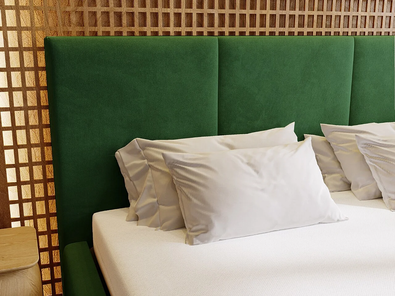 Lit rembourré avec rangement - 200 x 200 - lit double - velours - vert - Lincoln