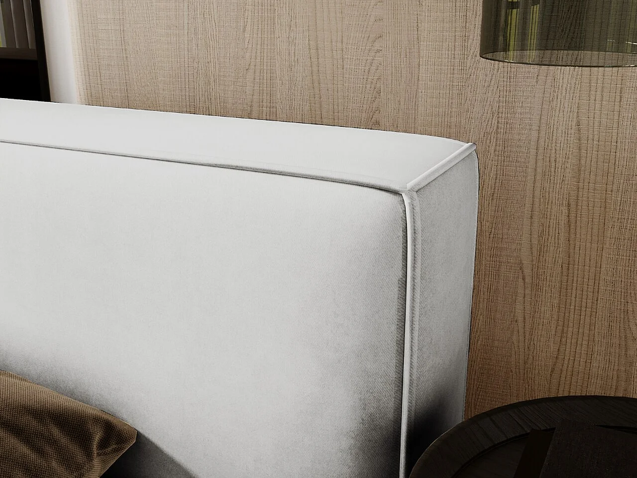 Lit rembourré avec rangement - 140 x 200 - lit double - velours - gris clair - Mali