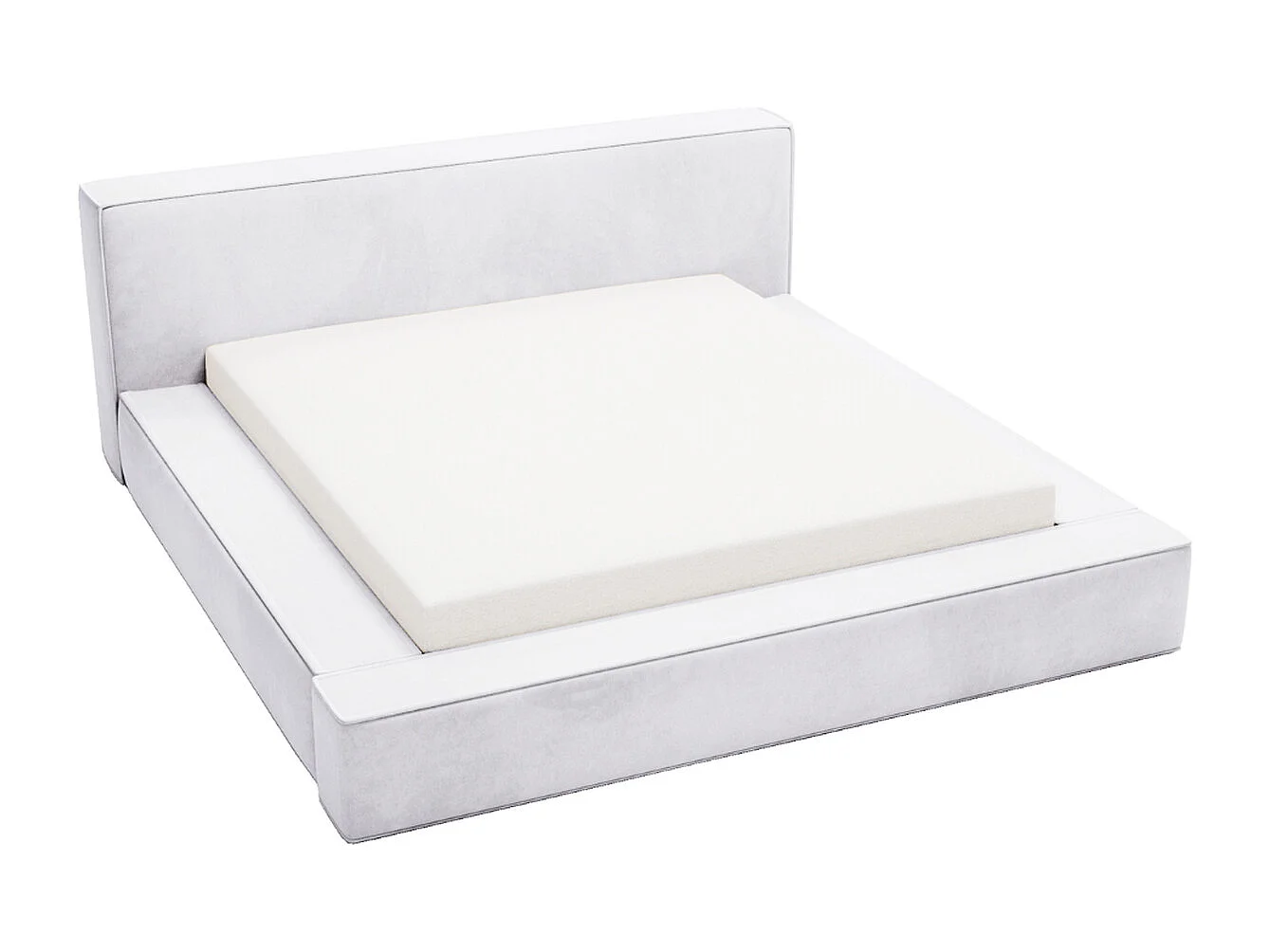 Gestoffeerd bed Mali 140x200 lichtgrijs - opbergruimte voor beddengoed, houten lattenbodem, doorgestikt hoofdbord en bedframe