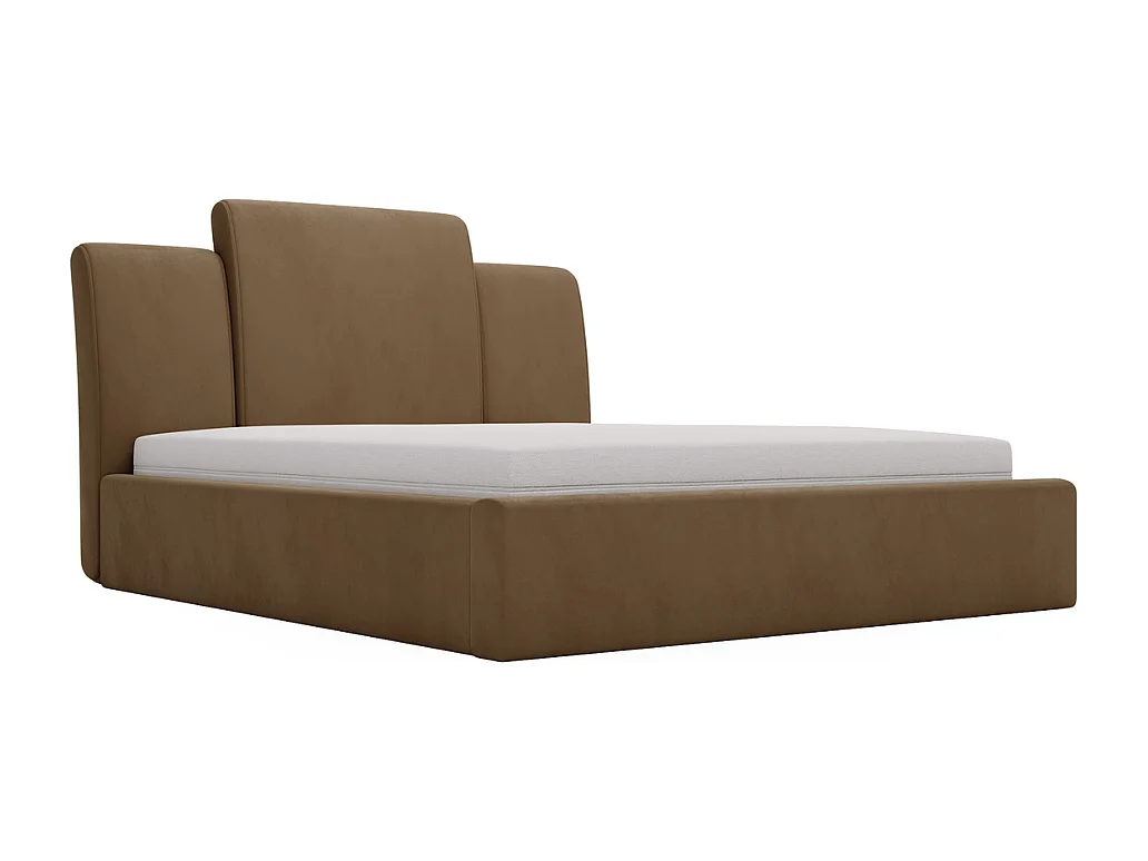 Polsterbett mit Bettkasten - 120 x 200 - Samtstoff - Braun - Bett mit Lattenrost - MIDAS