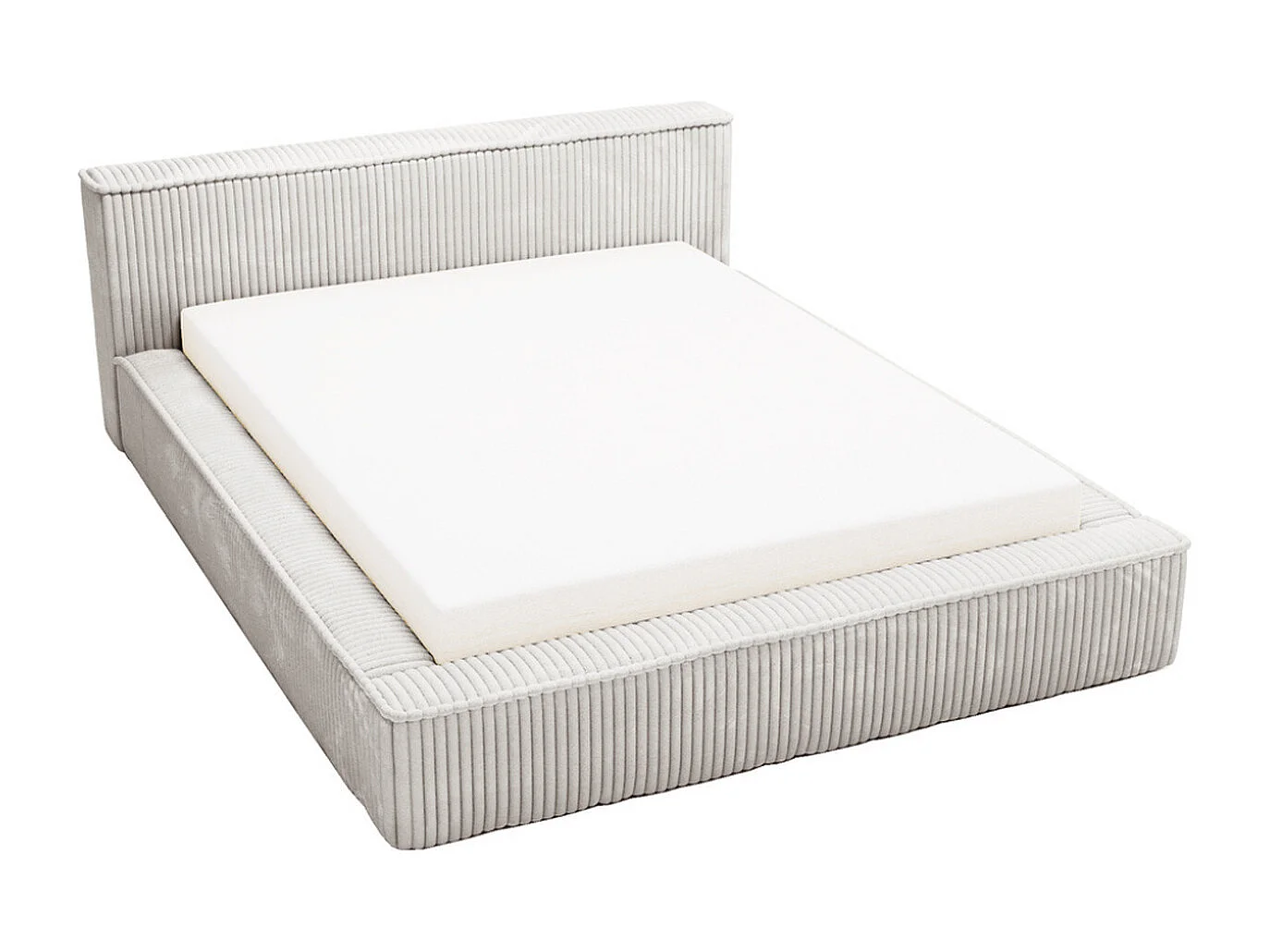 Gestoffeerd bed Lago 120x200 lichtgrijs - opbergruimte voor beddengoed, houten lattenbodem, hoofdbord en bedframe