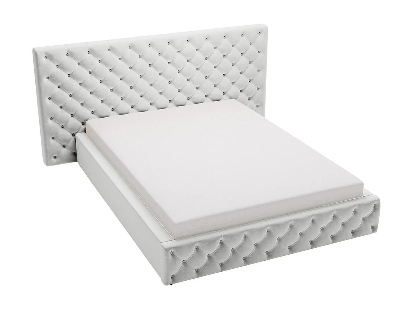 Lit rembourré avec rangement - 140 x 200 - lit double - velours - gris clair - Madera