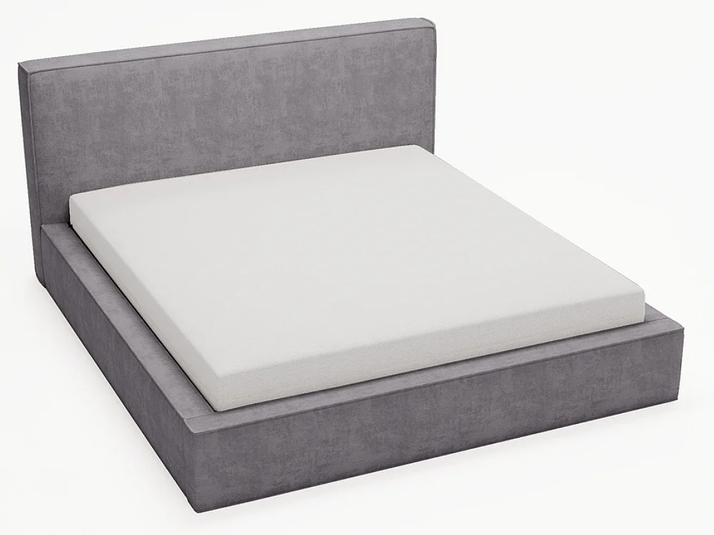 Gestoffeerd bed Monaco 160x200 grijs - opbergruimte voor beddengoed, houten lattenbodem, doorgestikt hoofdbord en bedframe