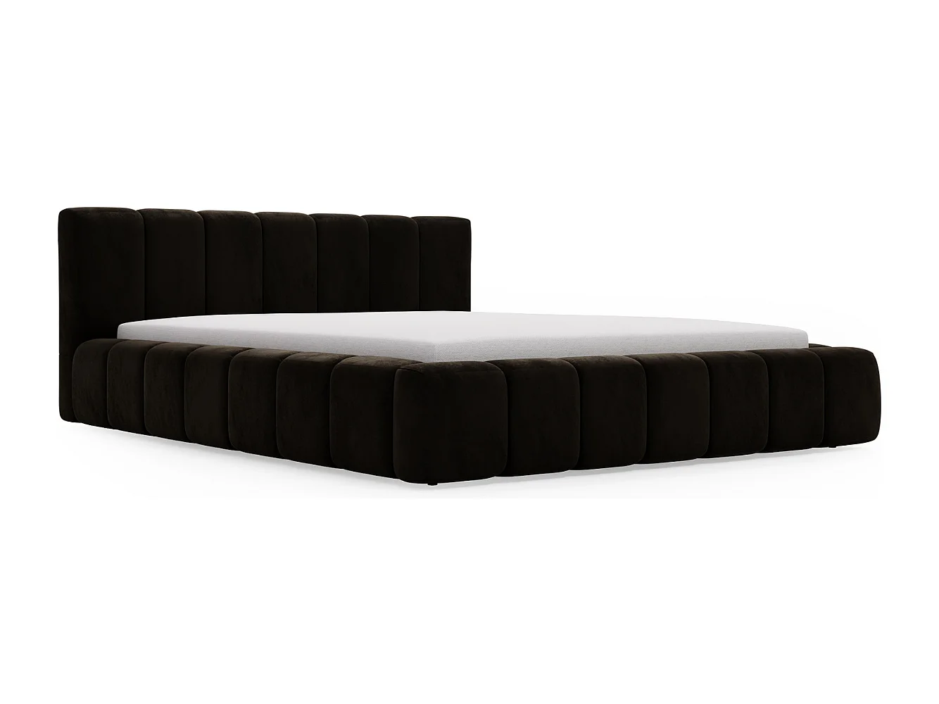 Lit rembourré avec rangement - 180 x 200 - lit double - velours - noir - Split
