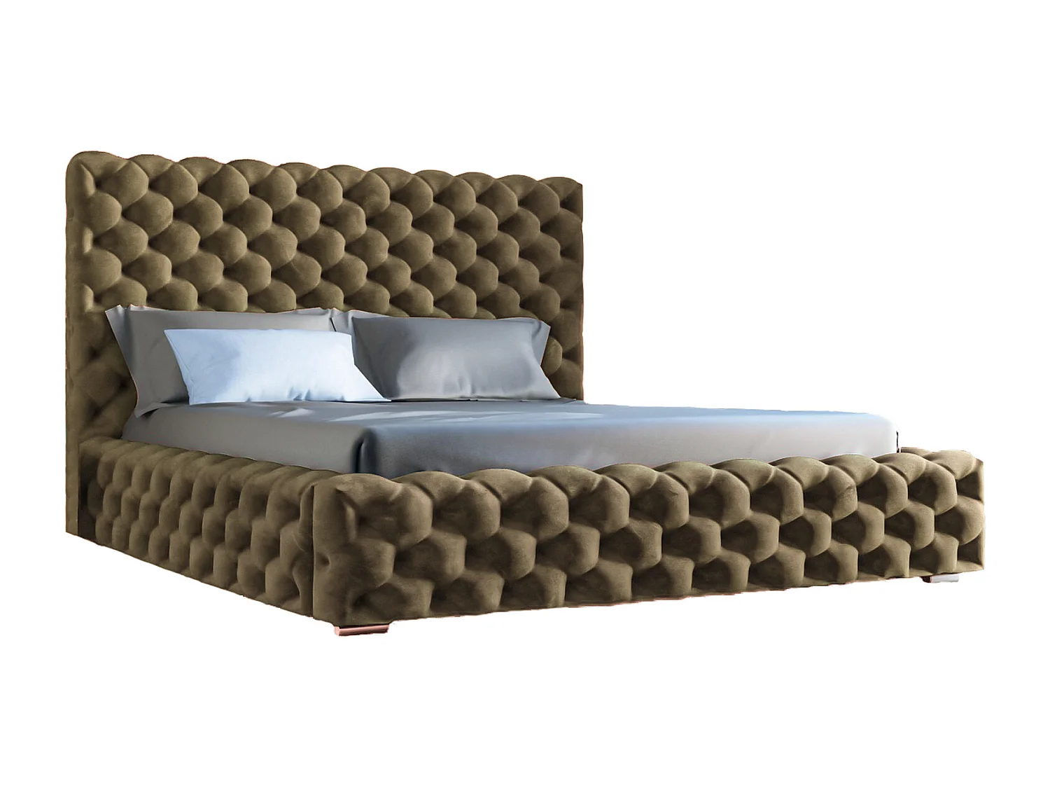 Gestoffeerd bed Heaven 140x200 bruin - opbergruimte voor beddengoed, houten lattenbodem, doorgestikt hoofdbord en bedframe