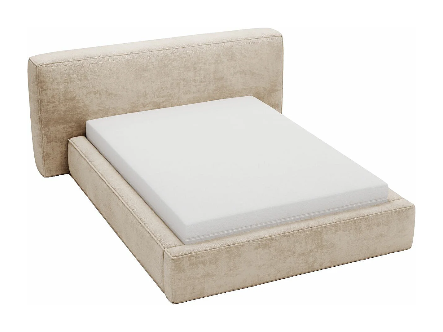 Gestoffeerd bed Monza 180x200 beige - opbergruimte voor beddengoed, houten lattenbodem, doorgestikt hoofdbord en bedframe