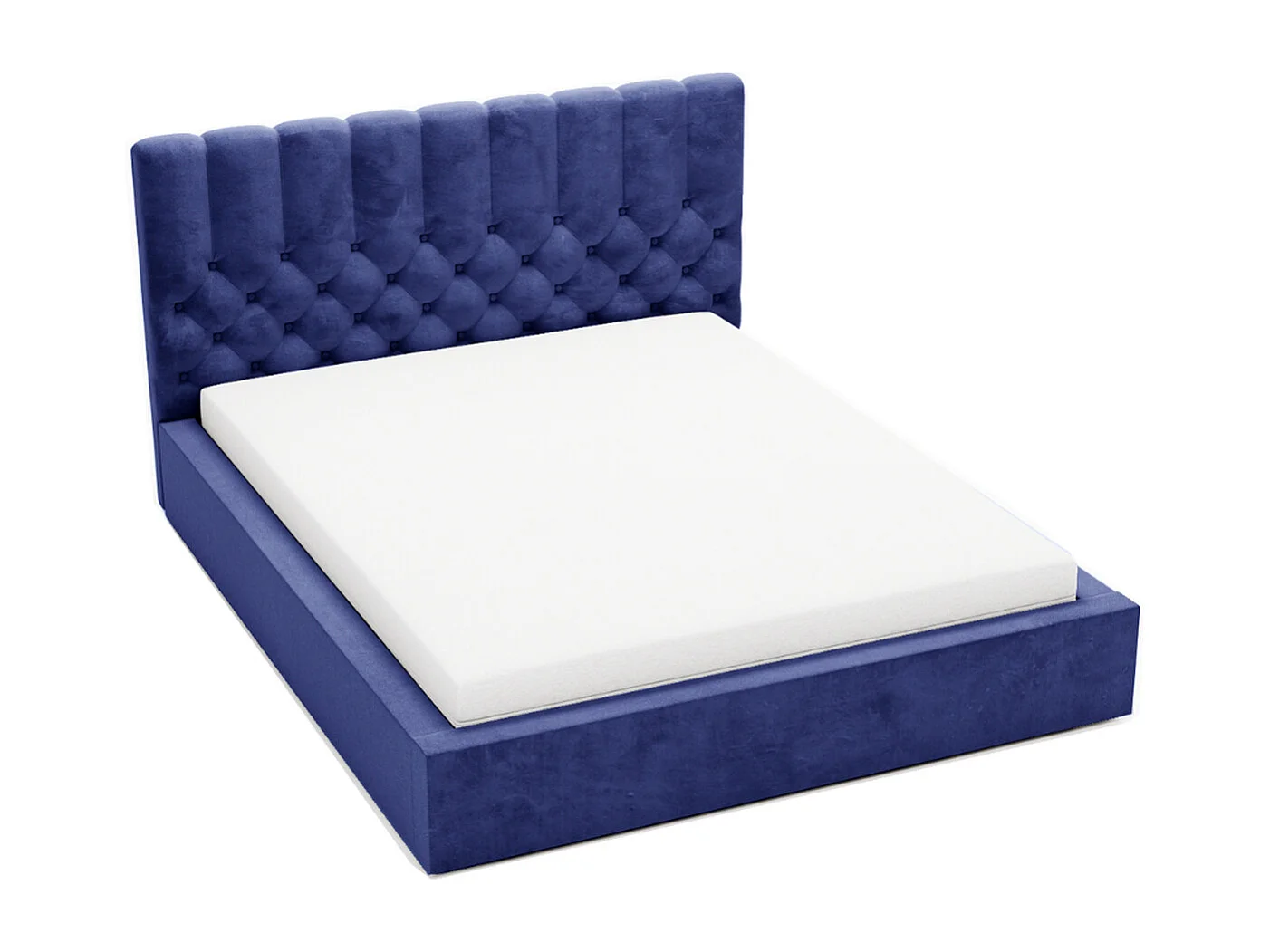 Lit rembourré avec rangement - 140 x 200 - lit double - velours - bleu - Roma
