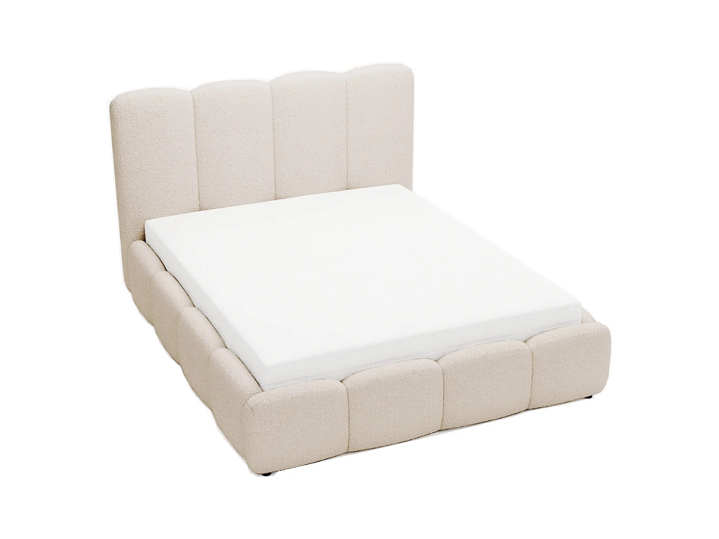 Polsterbett mit Bettkasten - 160 x 200 - Bouclestoff - Beige - Bett mit Lattenrost - GALLI