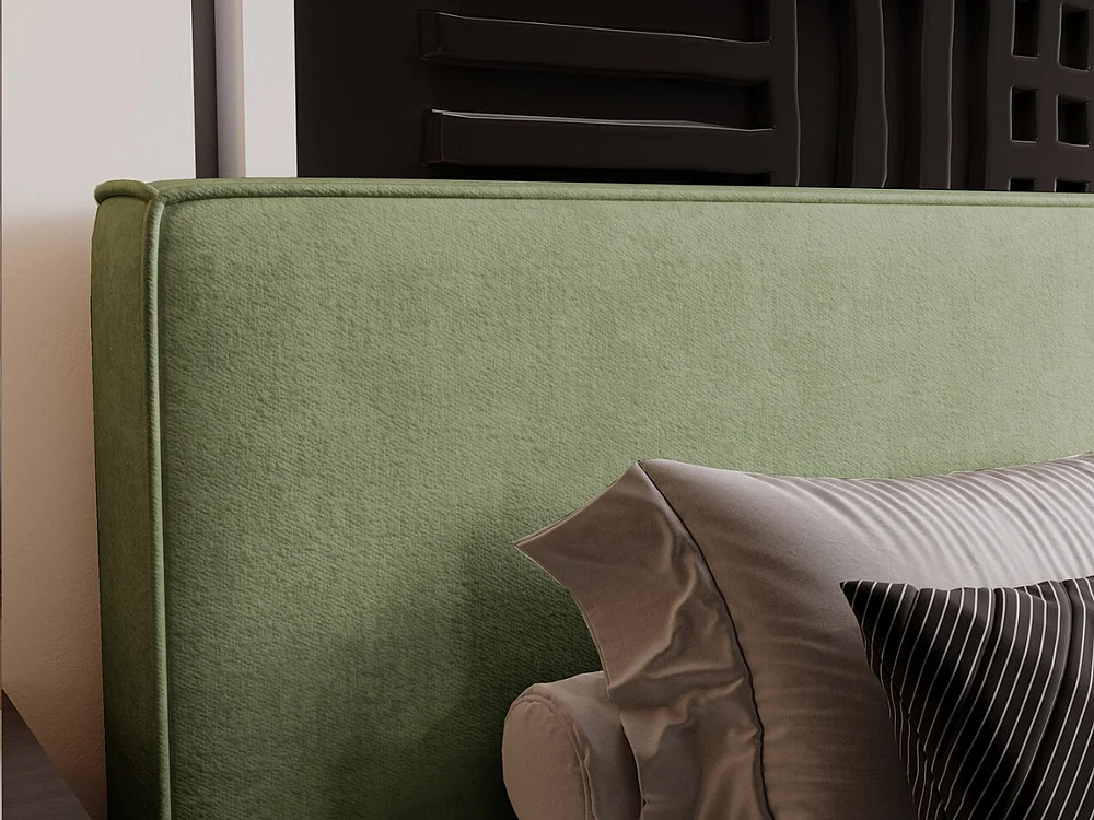 Lit rembourré avec rangement - 160 x 200 - lit double - velours - vert - Monaco