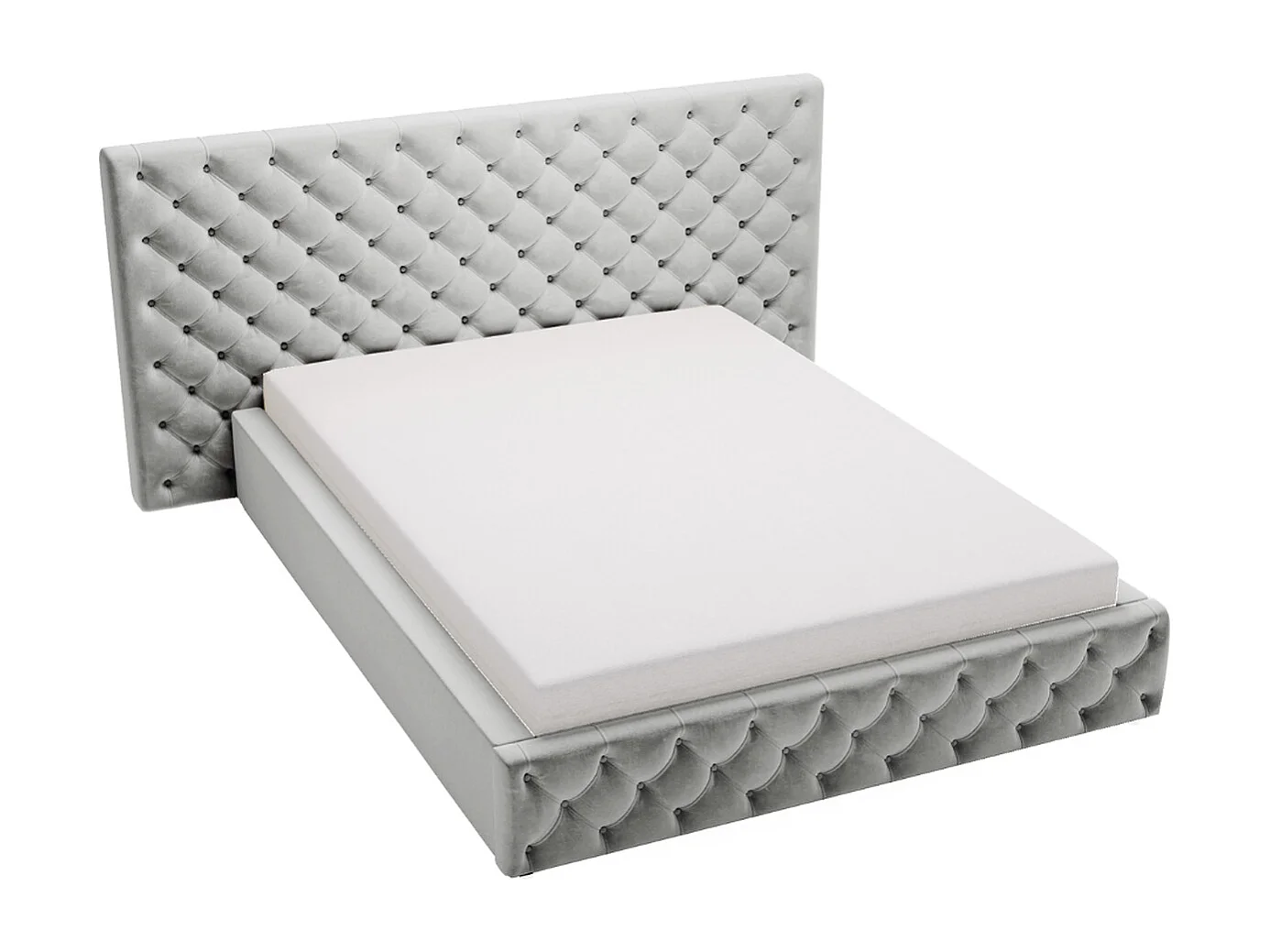 Lit rembourré avec rangement - 140 x 200 - lit double - velours - gris - Madera