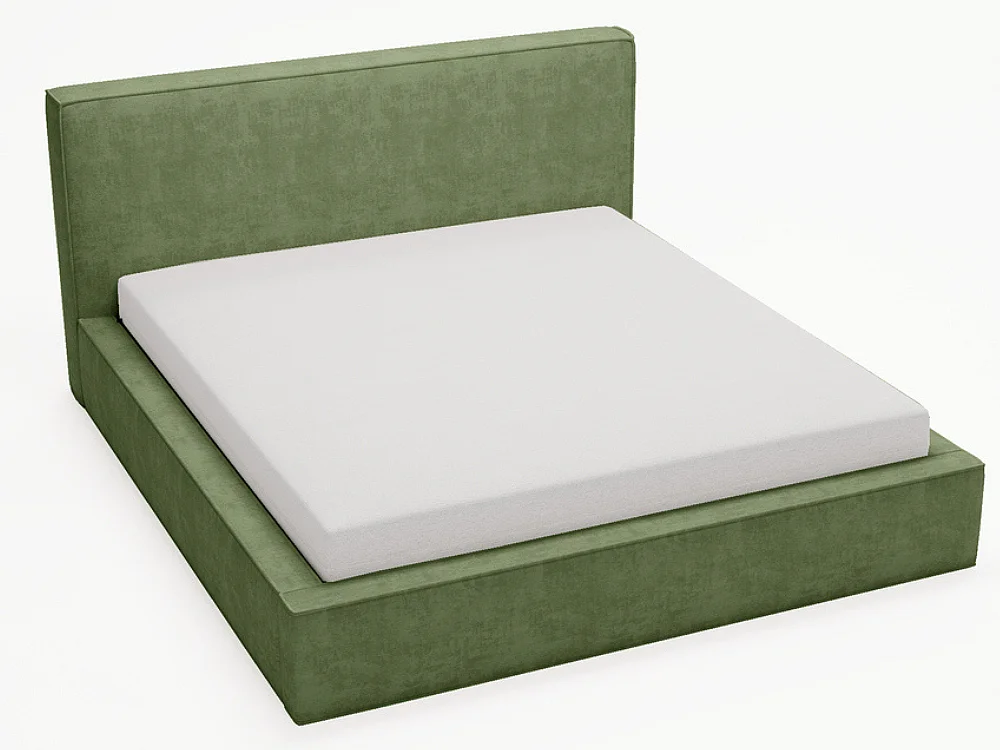 Gestoffeerd bed Monaco 120x200 groen - opbergruimte voor beddengoed, houten lattenbodem, doorgestikt hoofdbord en bedframe
