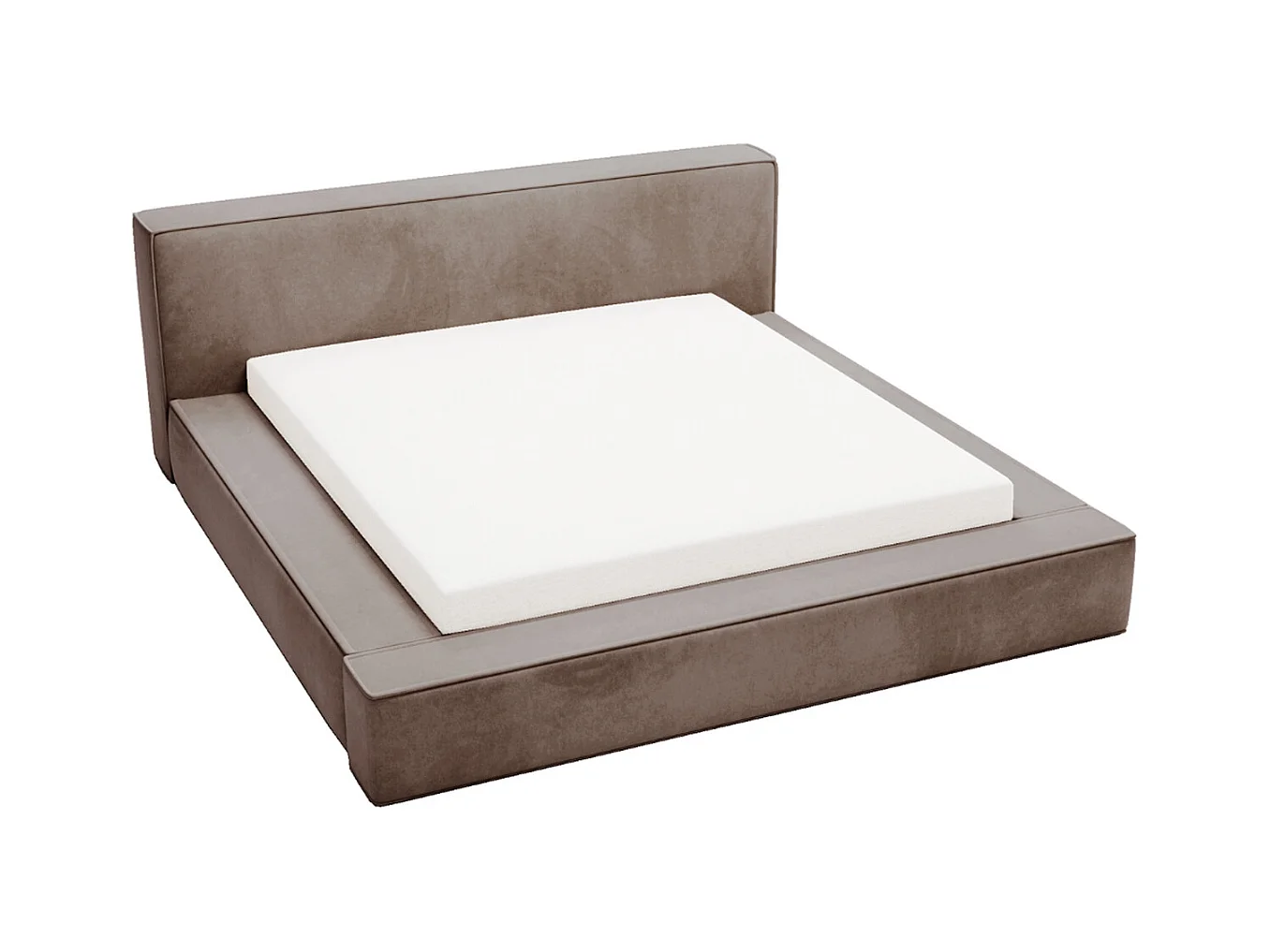 Lit rembourré avec rangement - 160 x 200 - lit double - velours - marron - Mali