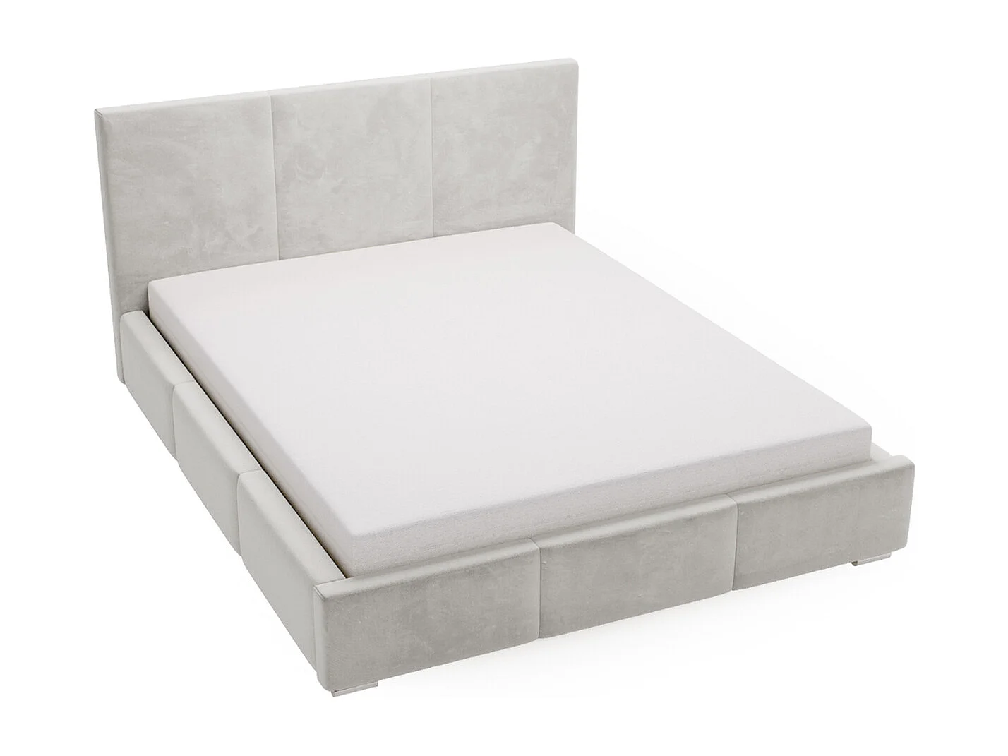 Lit rembourré avec rangement - 120 x 200 - lit double - velours - gris clair - Lincoln