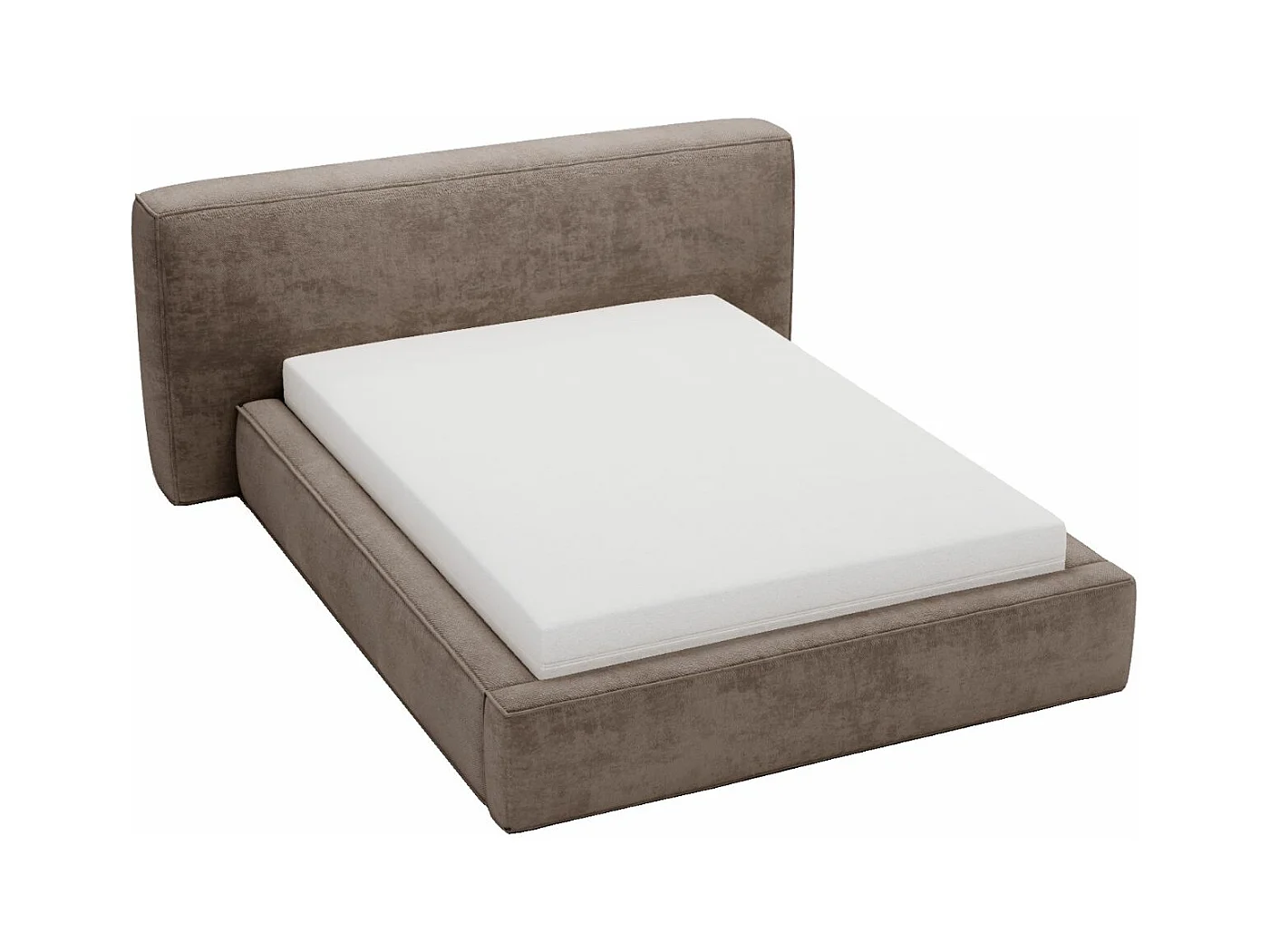 Polsterbett mit Bettkasten - 180 x 200 - Chenille-Stoff - Braun - Bett mit Lattenrost - MONZA