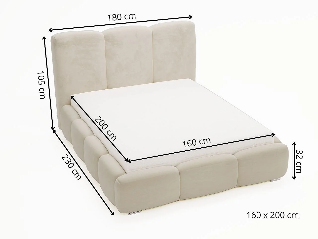 Gestoffeerd bed Bubble 160x200 blauw - opbergruimte voor beddengoed, houten lattenbodem, doorgestikt hoofdbord en bedframe