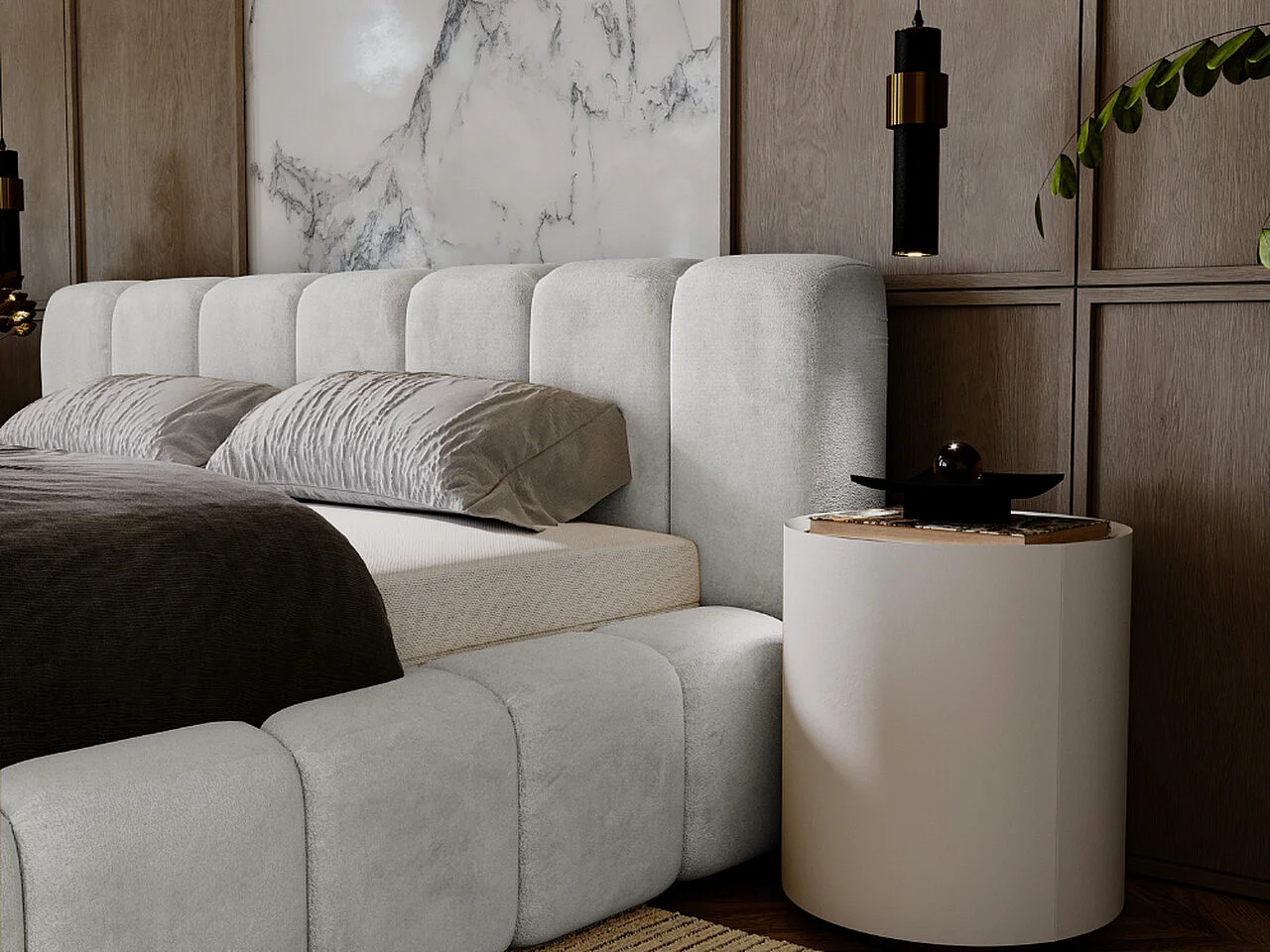 Lit Rembourré Avec Rangement 180x200 Cm Lit Double Ibiza Velours Gris Clair