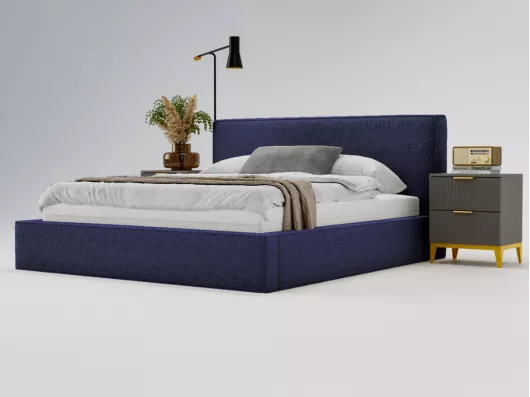 Kauf Unique Polsterbett mit Bettkasten - 160 x 200 - Bouclé-Stoff - Blau - Bett mit Lattenrost - MONACO