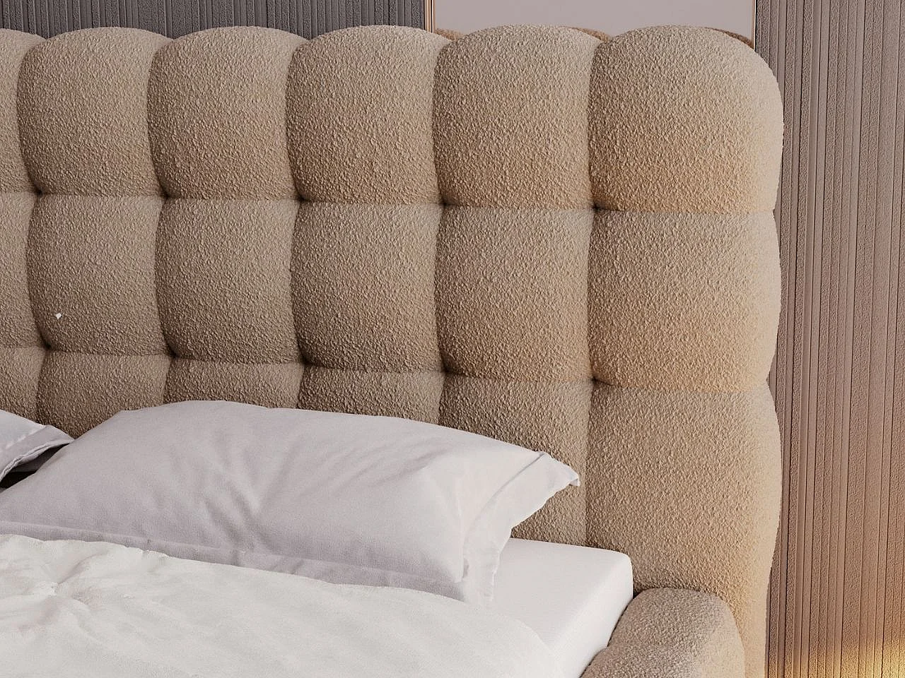 Gestoffeerd bed Twist 160x200 bruin - opbergruimte voor beddengoed, houten lattenbodem, doorgestikt hoofdbord en bedframe