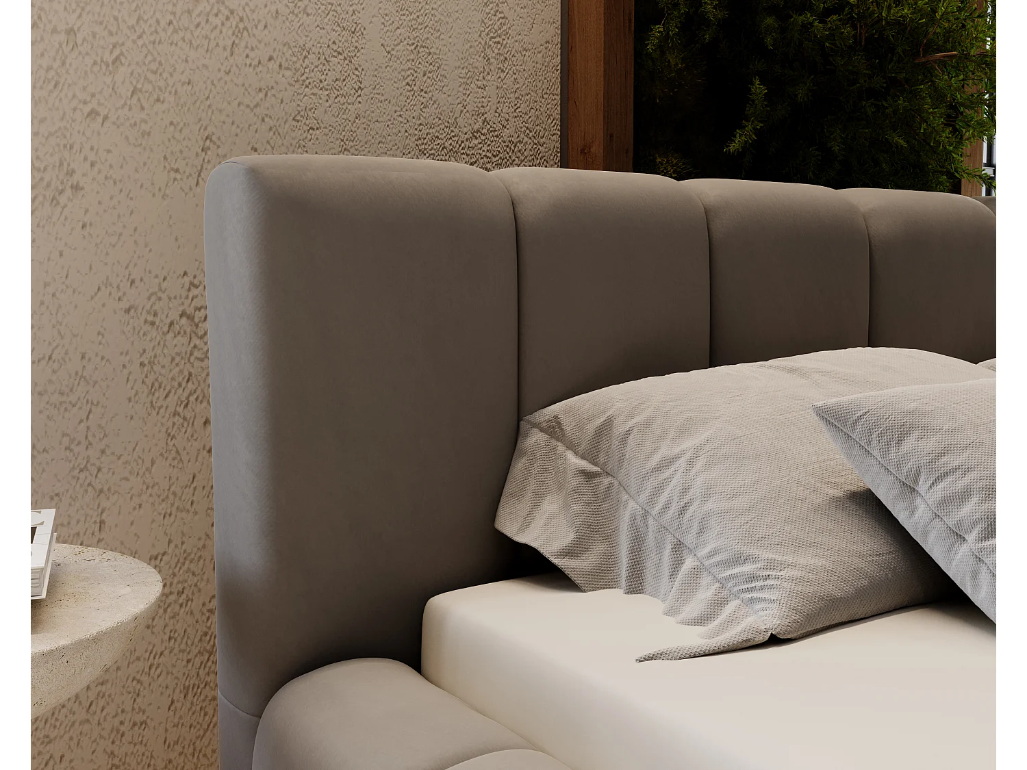 Lit rembourré avec rangement - 180 x 200 - lit double - velours - gris - Split