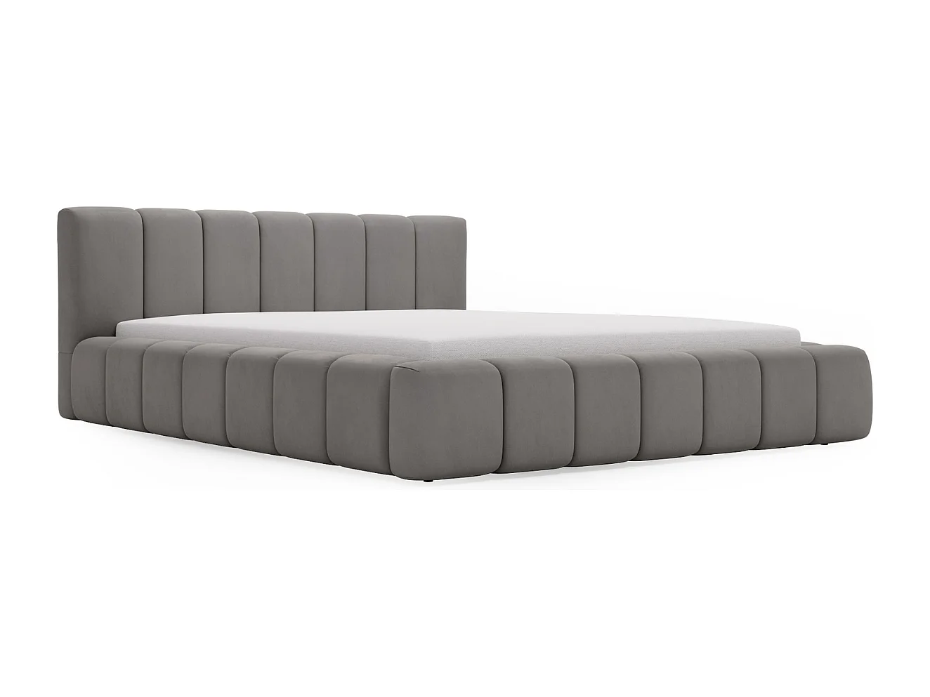 Lit rembourré avec rangement - 180 x 200 - lit double - velours - gris - Split