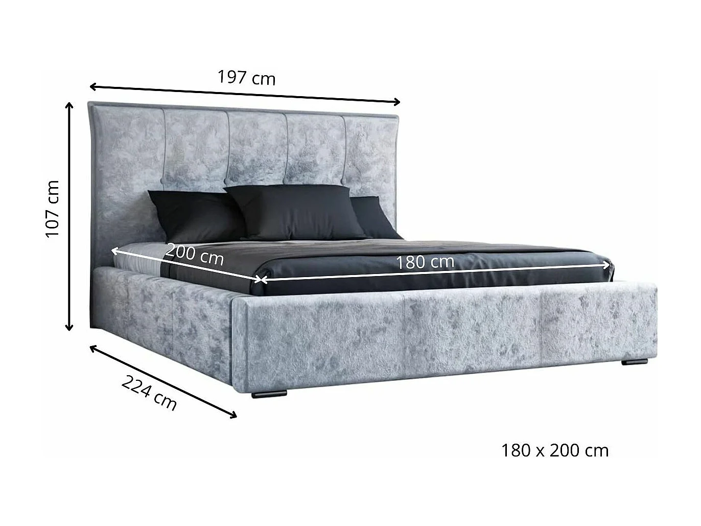 Polsterbett mit Bettkasten - 180 x 200 - Samtstoff - Rosa - Bett mit Lattenrost - VALENCIA