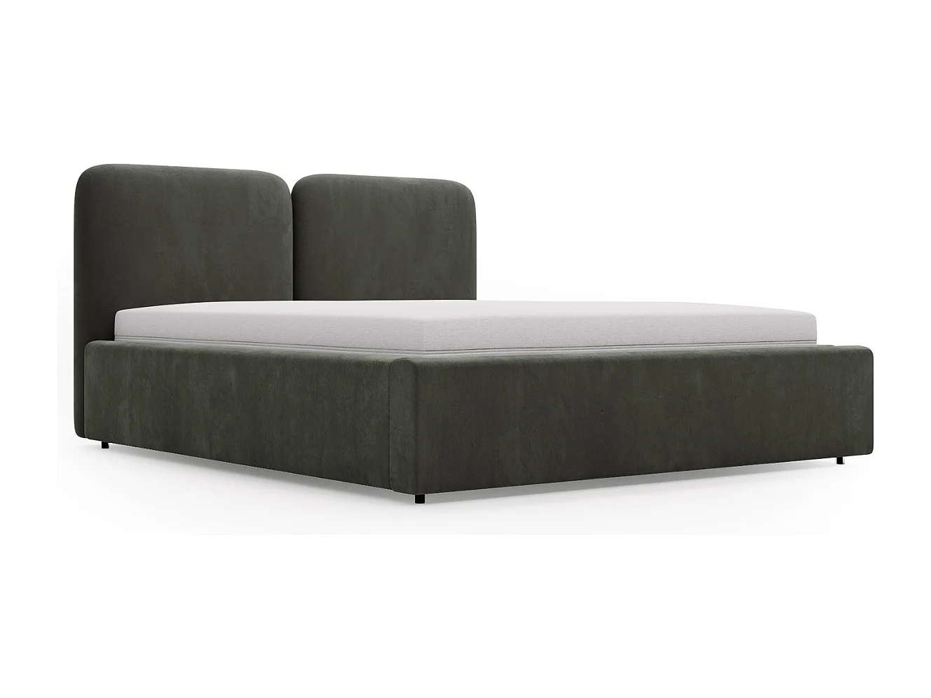 Lit rembourré avec rangement - 140 x 200 - lit double - velours - gris foncé - Palermo