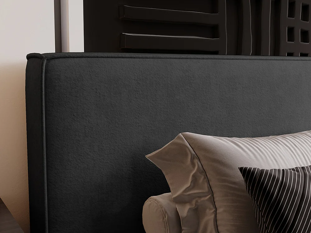 Gestoffeerd bed Monaco 160x200 antracietgrijs - opbergruimte voor beddengoed, houten lattenbodem, doorgestikt hoofdbord en bedframe