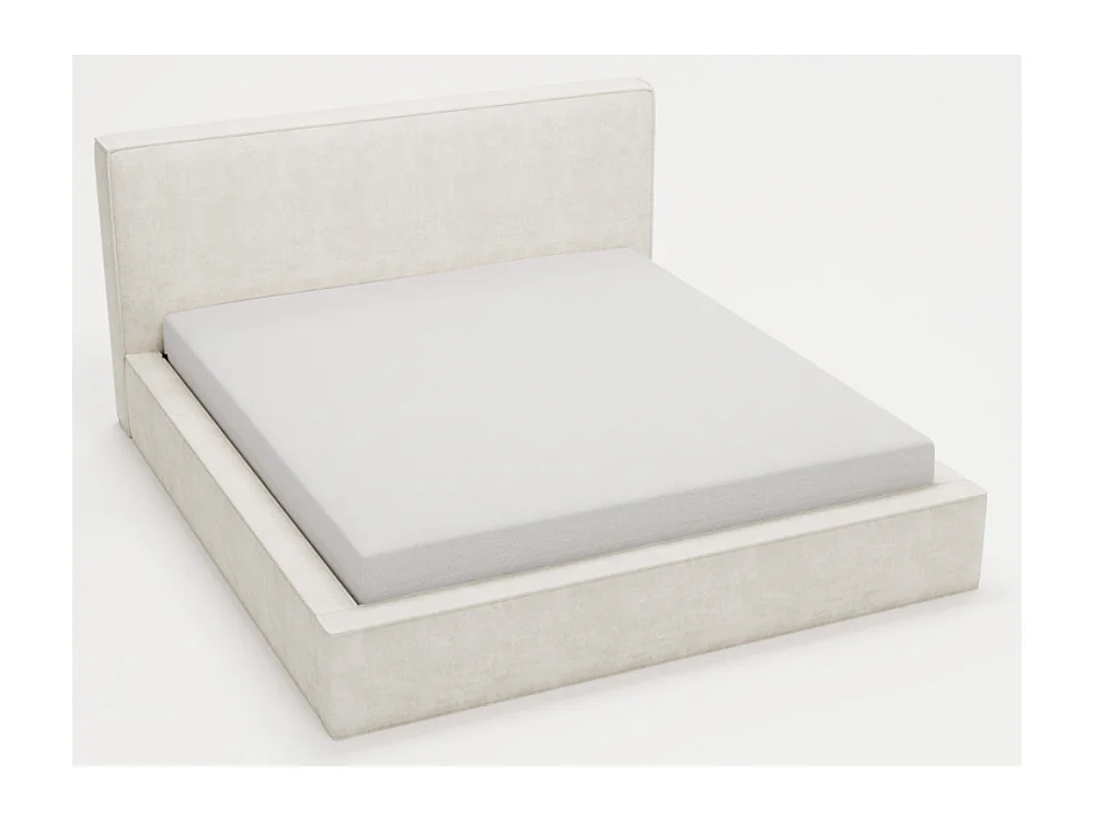 Lit rembourré avec rangement - 160 x 200 - lit double - velours - crème - Monaco