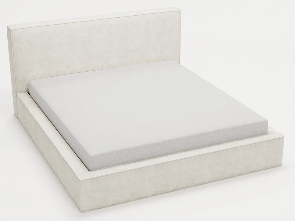 Gestoffeerd bed Monaco 160x200 crème - opbergruimte voor beddengoed, houten lattenbodem, doorgestikt hoofdbord en bedframe