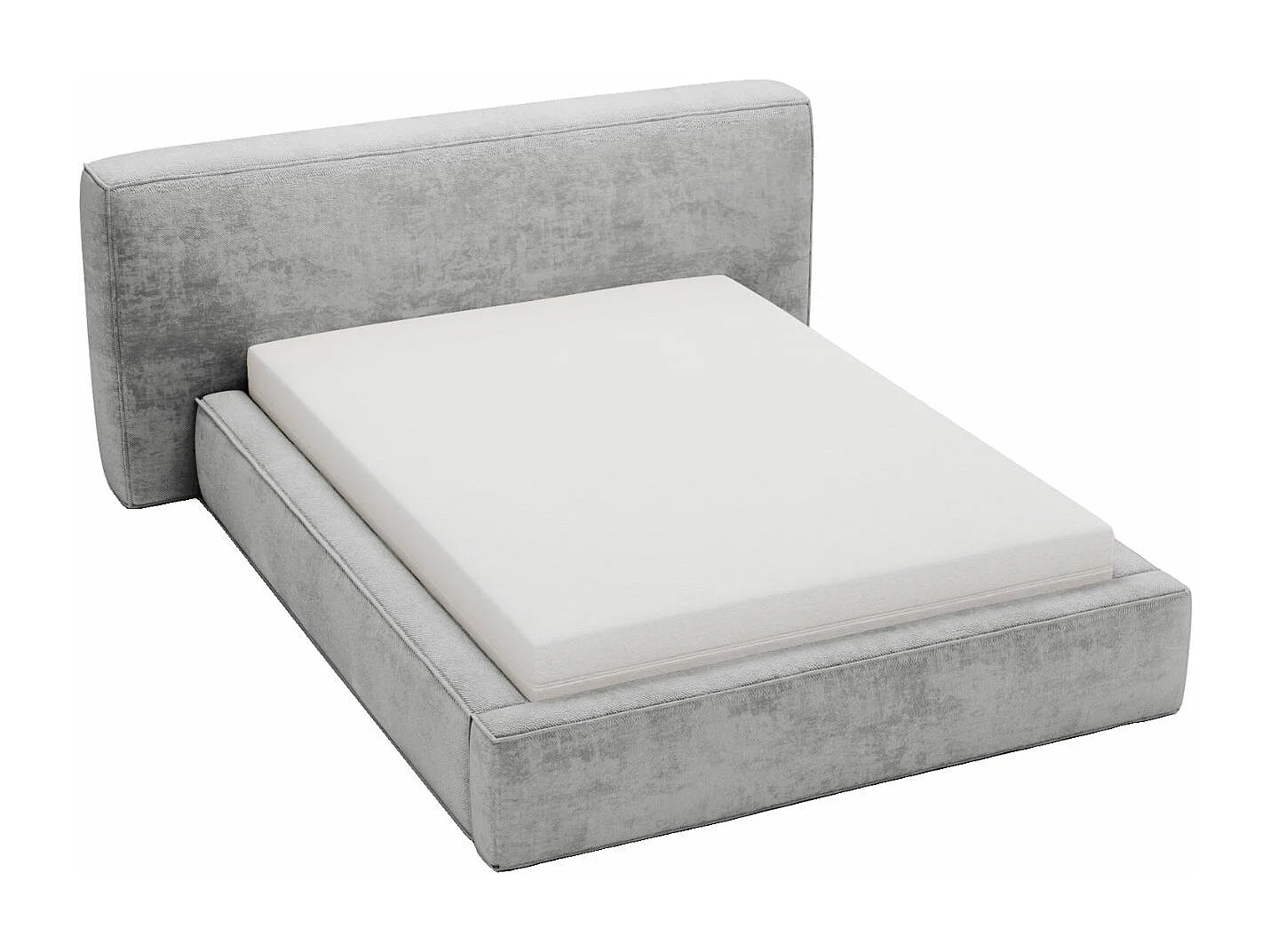 Polsterbett mit Bettkasten - 120 x 200 - Chenille-Stoff - Hellgrau - Bett mit Lattenrost - MONZA