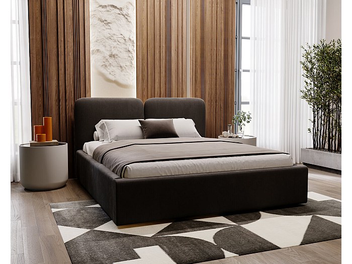 Gestoffeerd bed Palermo 180x200 zwart - opbergruimte voor beddengoed ...
