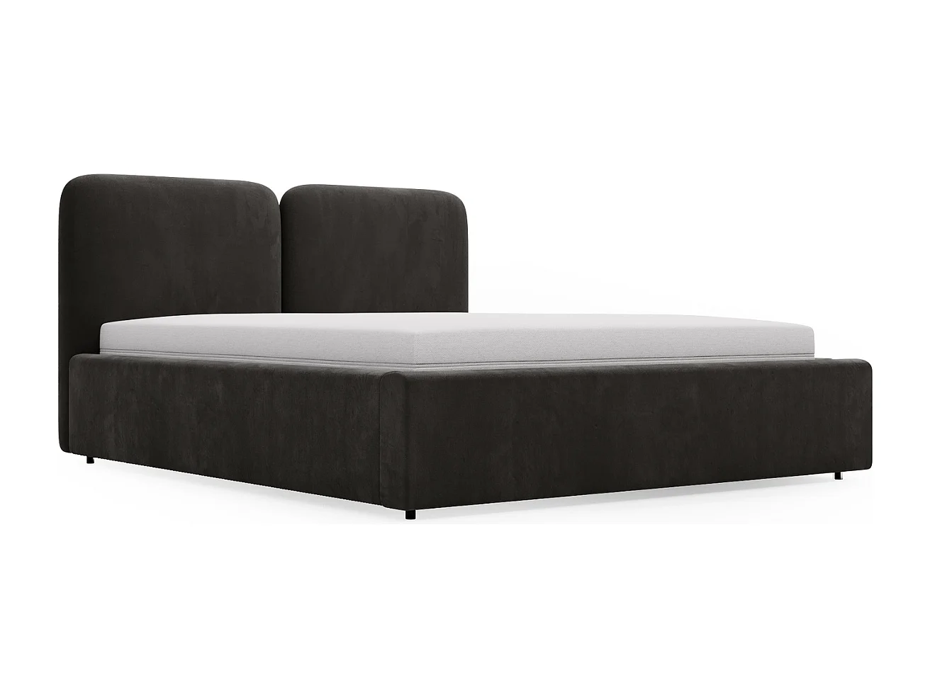 Lit rembourré avec rangement - 180 x 200 - lit double - velours - noir - Palermo