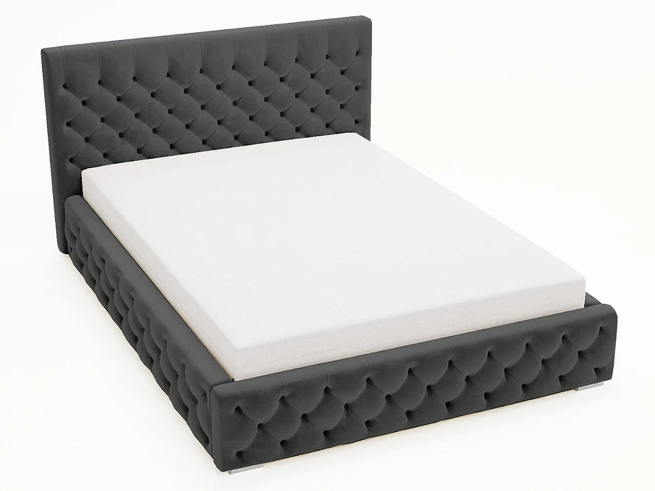 Lit rembourré avec rangement - 160 x 200 - lit double - velours - noir - Velutto