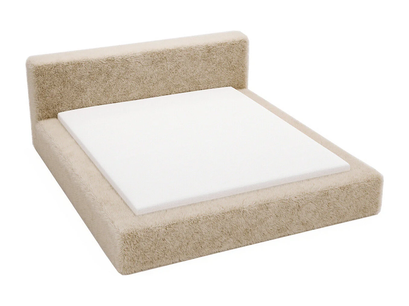 Gestoffeerd bed Enjoy 180x200 beige - opbergruimte voor beddengoed, houten lattenbodem, doorgestikt hoofdbord en bedframe