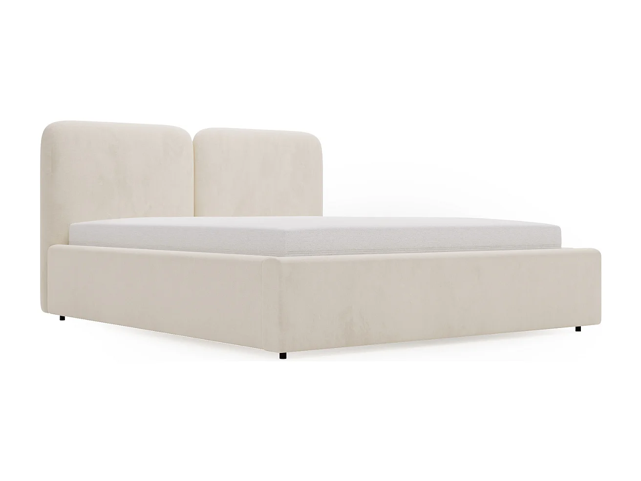 Lit rembourré avec rangement - 120 x 200 - lit double - velours - beige - Palermo