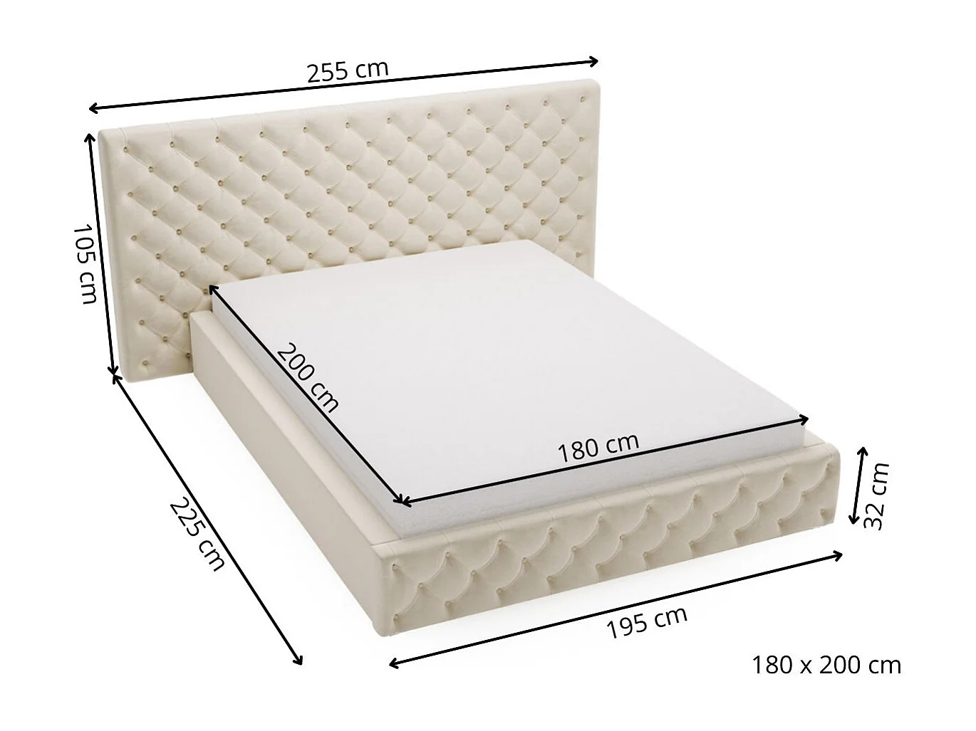 Gestoffeerd bed Madera 180x200 zwart - opbergruimte voor beddengoed, houten lattenbodem, doorgestikt hoofdbord en bedframe