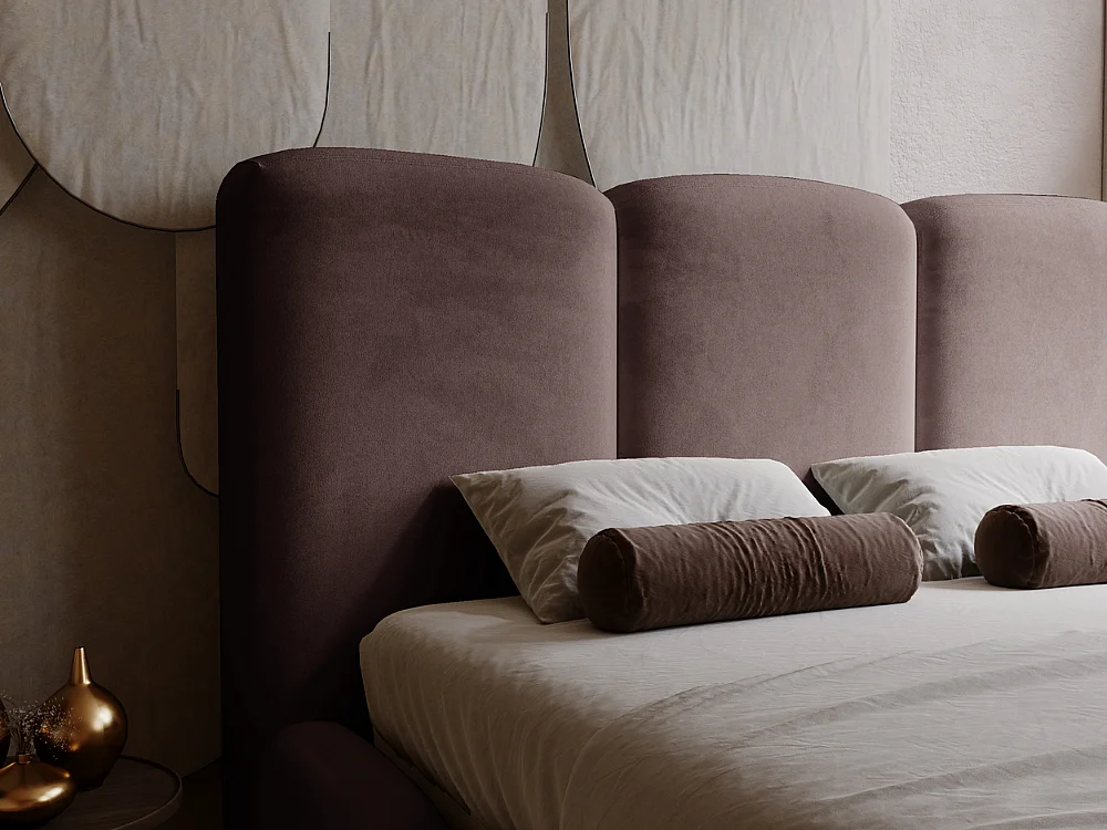 Lit rembourré avec rangement - 200 x 200 - lit double - velours - marron - Bubble