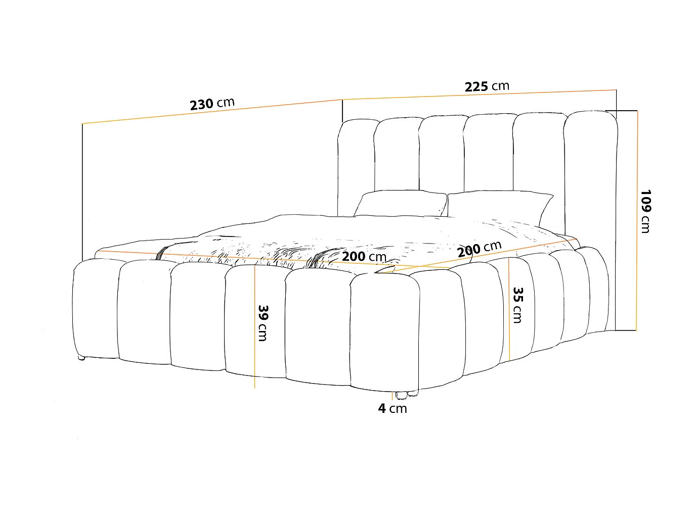 Gestoffeerd bed Cloud 200x200 lichtgrijs - opbergruimte voor beddengoed, houten lattenbodem, doorgestikt hoofdbord en bedframe