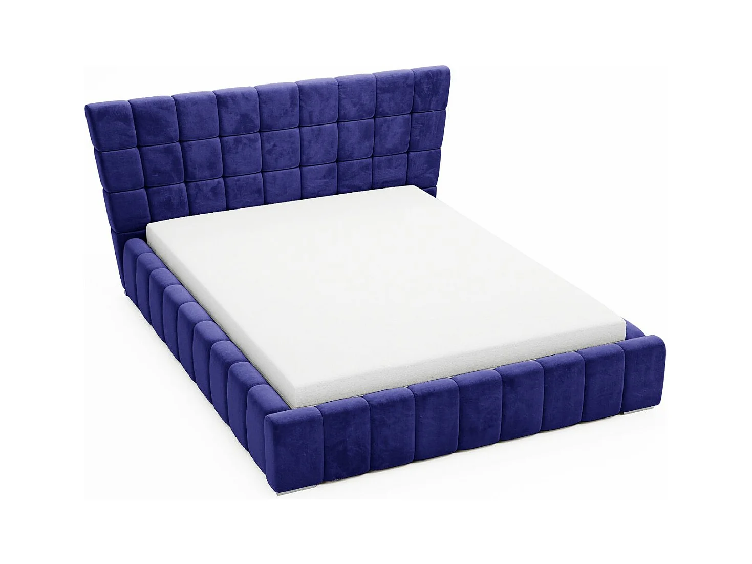 Polsterbett mit Bettkasten - 180 x 200 - Samtstoff - Blau - Bett mit Lattenrost - PARIS
