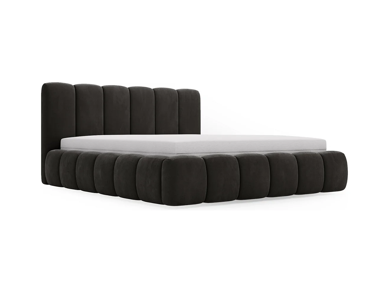 Polsterbett mit Bettkasten - 180 x 200 - Samtstoff - Anthracite - Bett mit Lattenrost - CLOUD