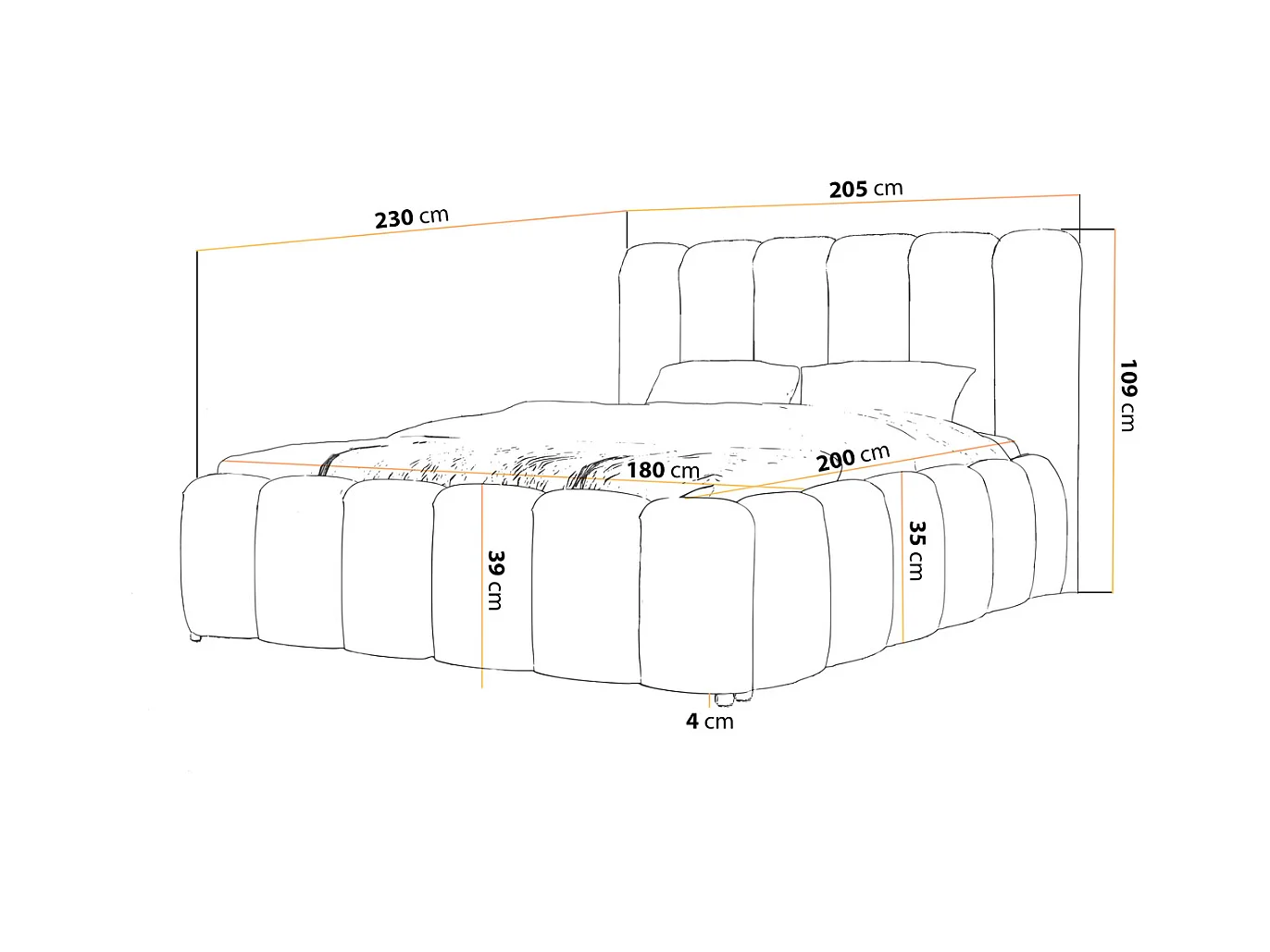 Polsterbett mit Bettkasten - 180 x 200 - Samtstoff - Anthracite - Bett mit Lattenrost - CLOUD