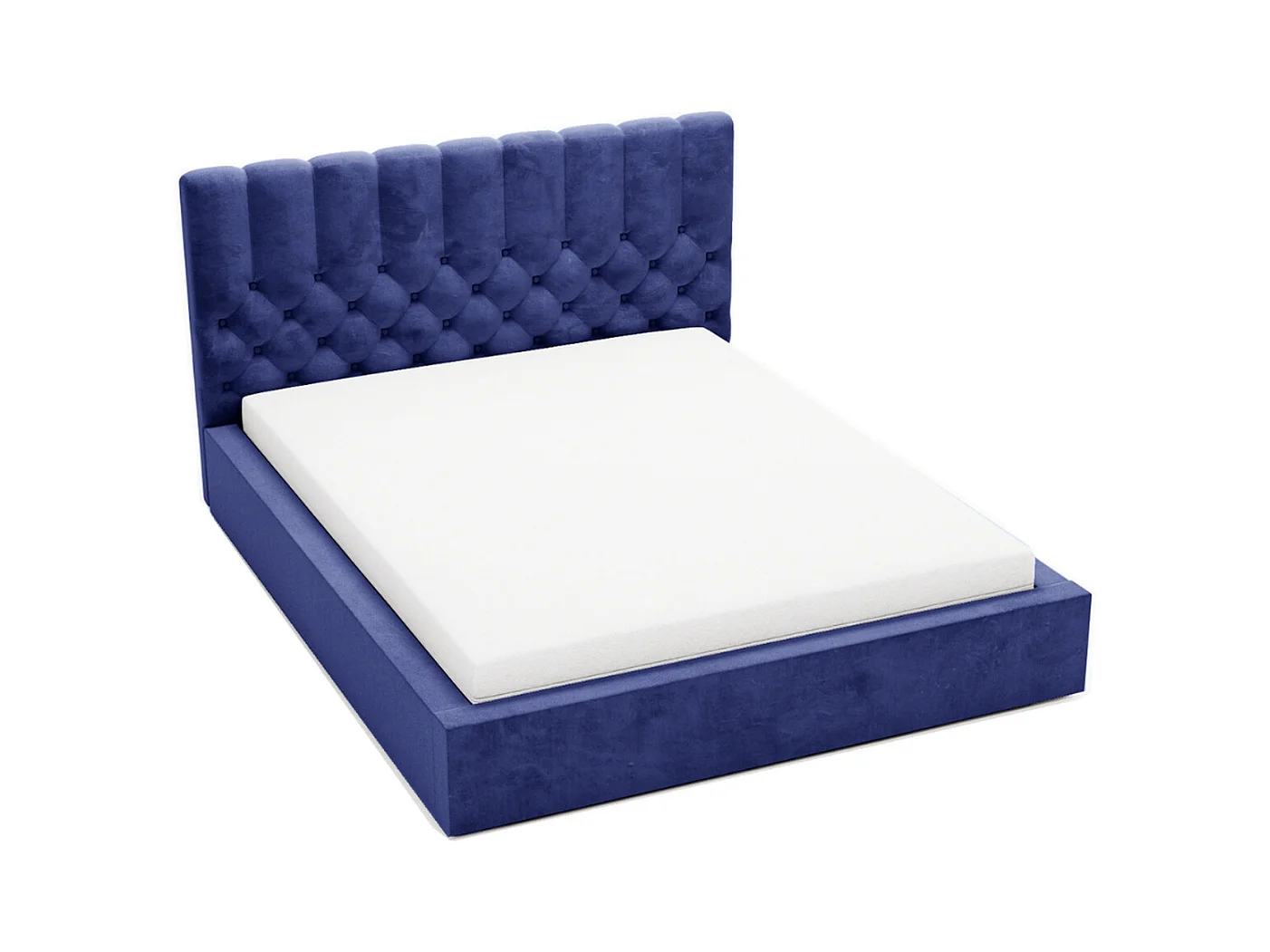 Lit rembourré avec rangement - 160 x 200 - lit double - velours - bleu - Roma