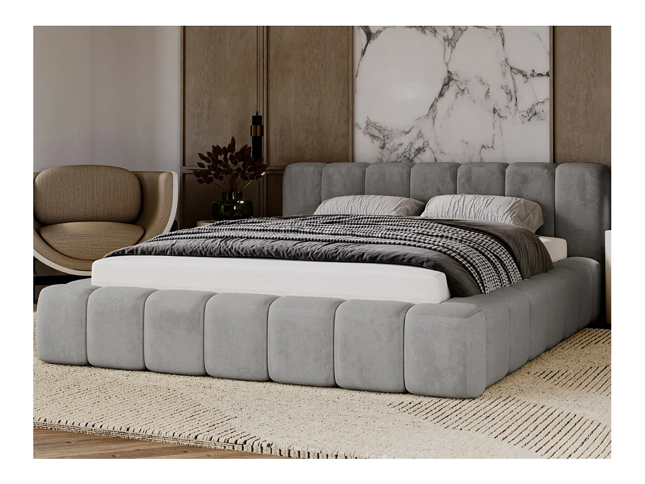 Lit Rembourré Avec Rangement 120x200 Cm Lit Double Ibiza Velours Gris Foncé