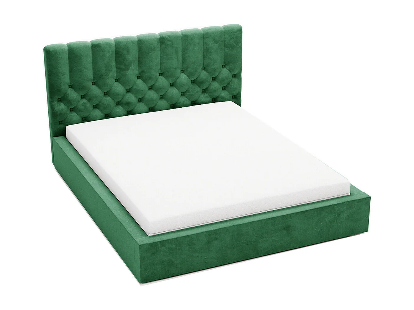 Lit rembourré avec rangement - 160 x 200 - lit double - velours - vert - Roma