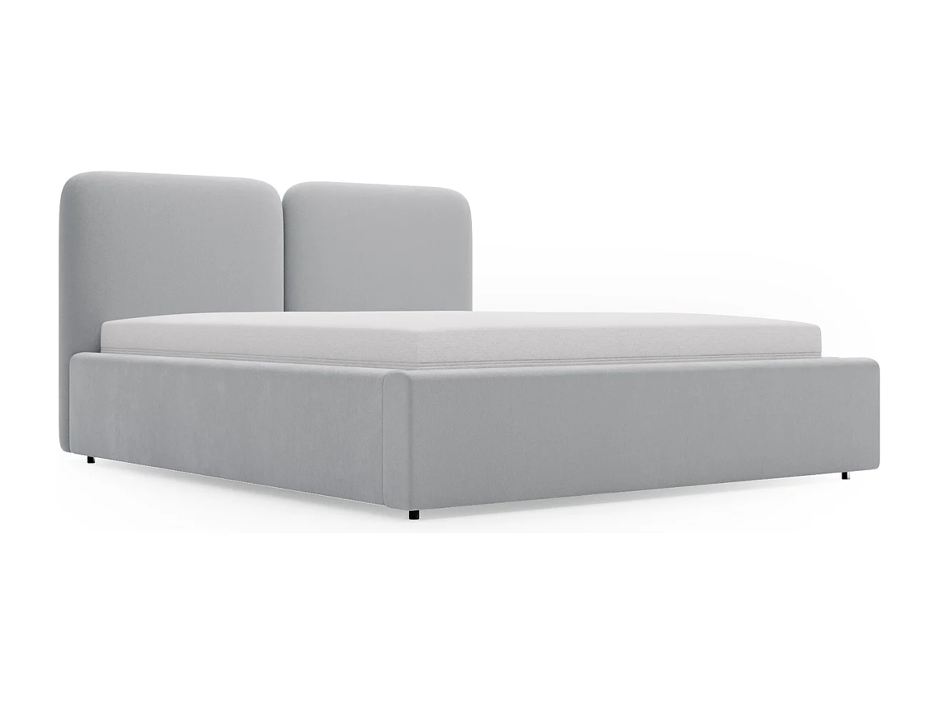Lit rembourré avec rangement - 120 x 200 - lit double - velours - gris clair - Palermo