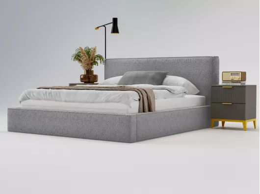 Kauf Unique Polsterbett mit Bettkasten - 160 x 200 - Bouclé-Stoff - Grau - Bett mit Lattenrost - MONACO