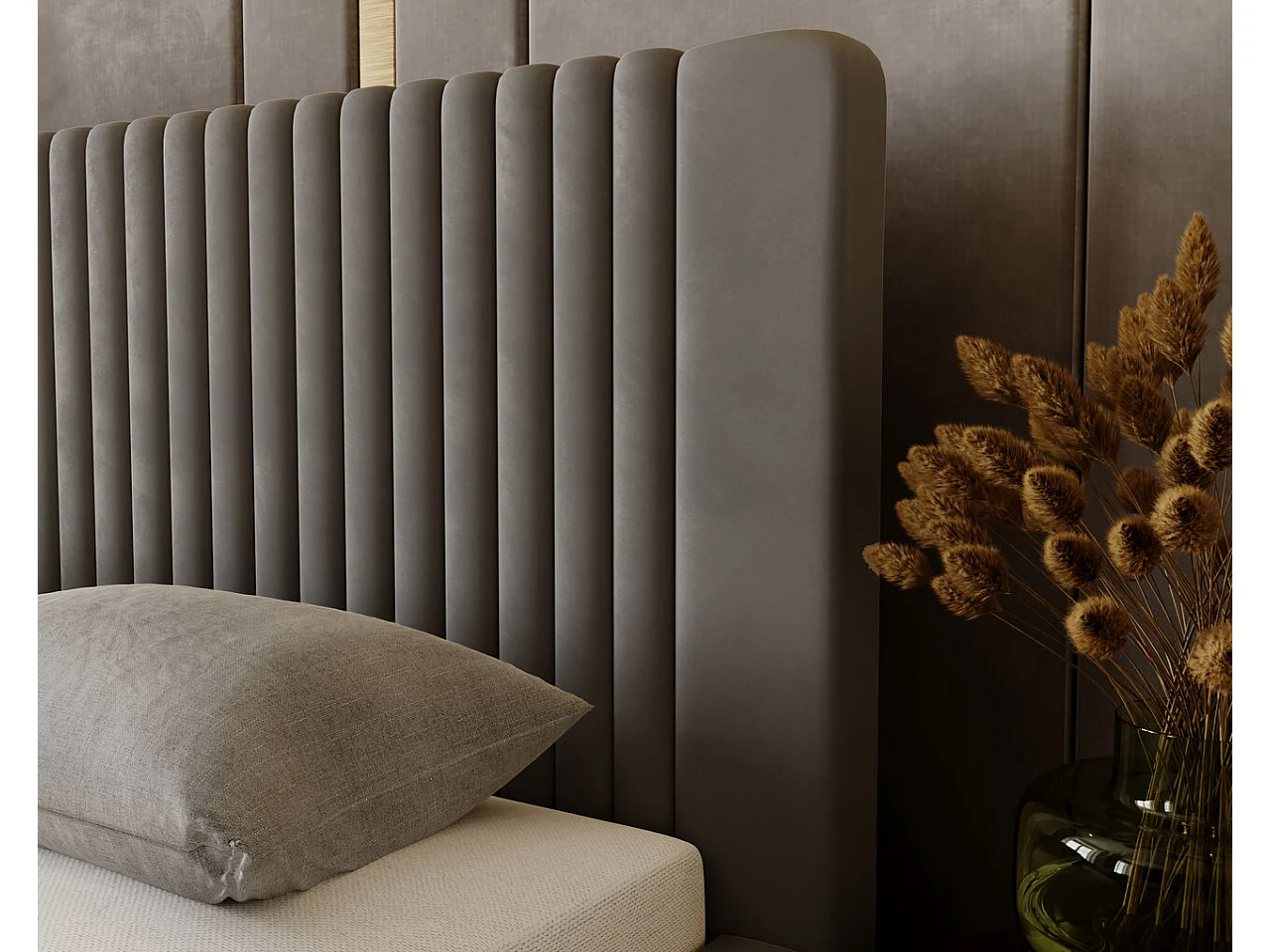 Lit rembourré avec rangement - 200 x 200 - lit double - velours - gris - Malmo